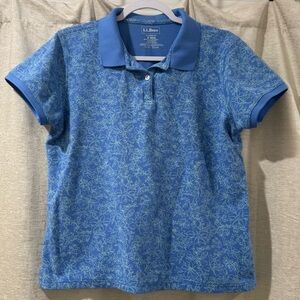 L.L. Bean Floral Cotton Polo – Women’s Medium – 100%‎ Cotton